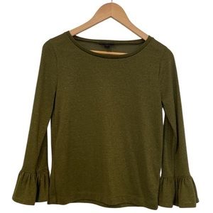 Jcrew sparkle bell sleeve top - olive green